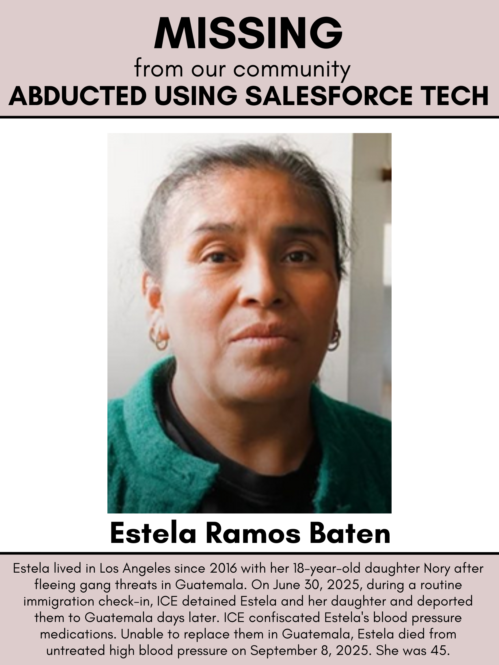 Missing poster of Estela Ramos Baten