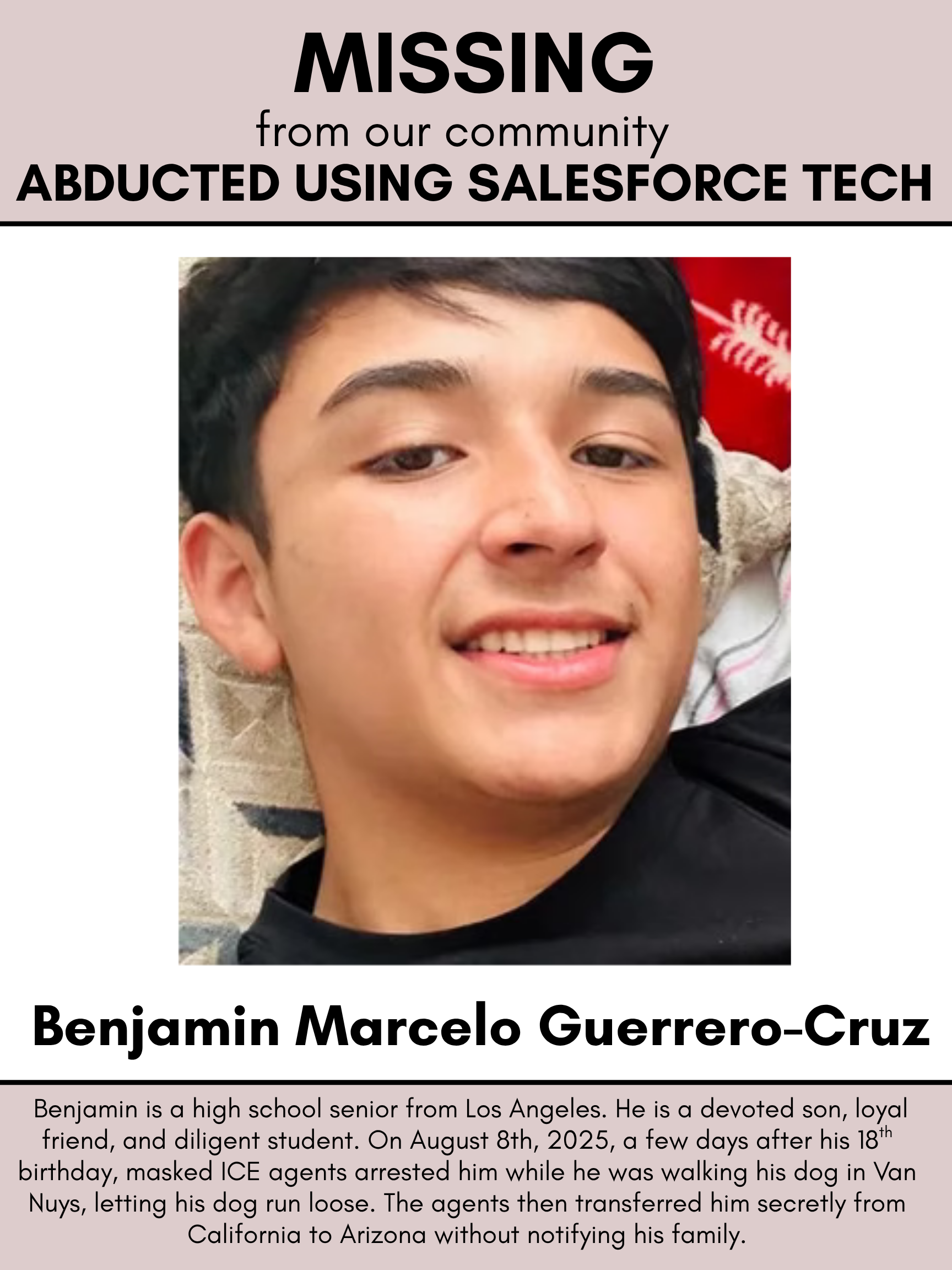 Missing poster of Benjamin Marcelo Guerrero-Cruz