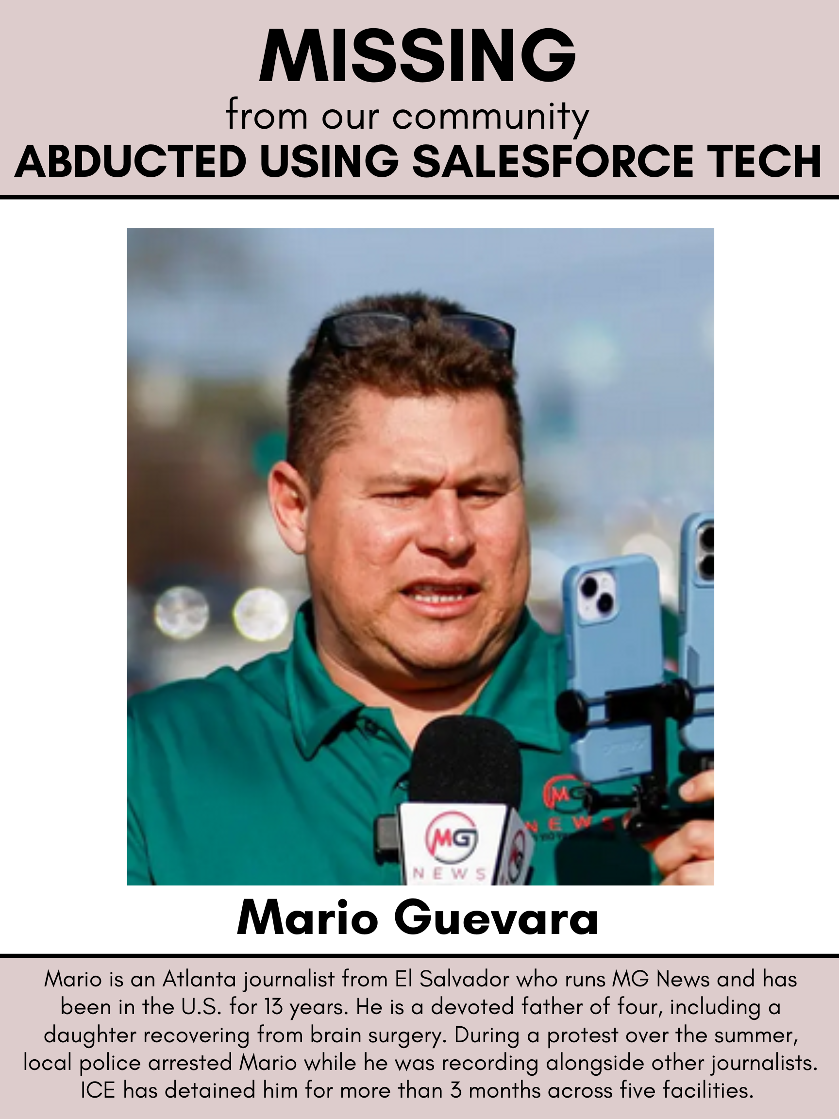 Missing poster of Mario Guevara